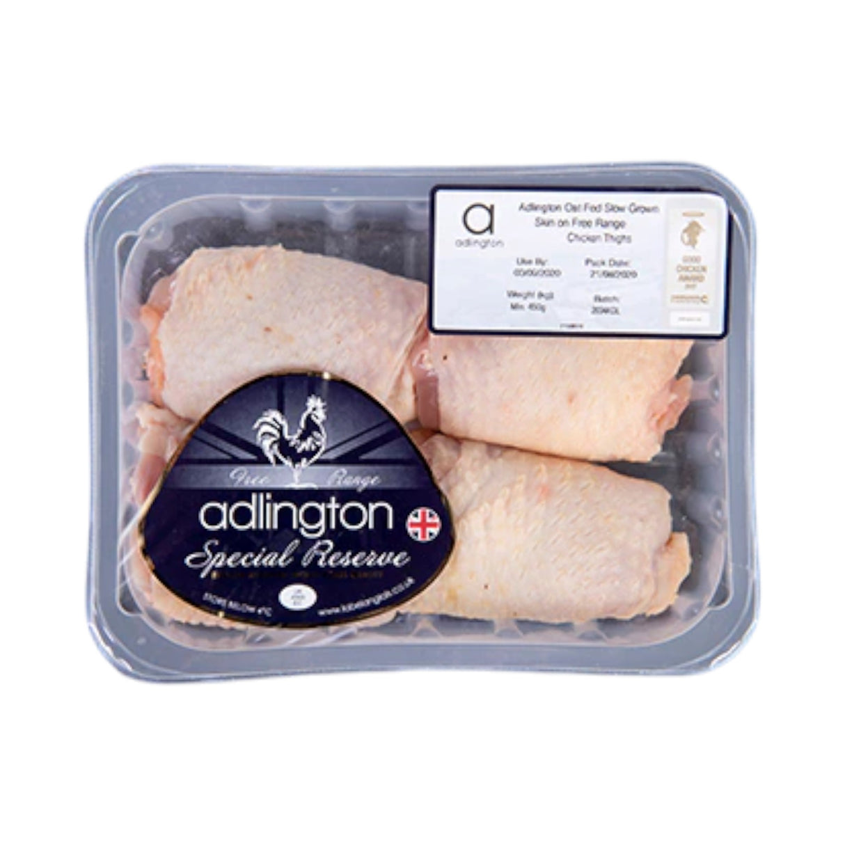 Adlington - English Label - Free Range Skin on Boneless Chicken Thighs (4 Thighs)